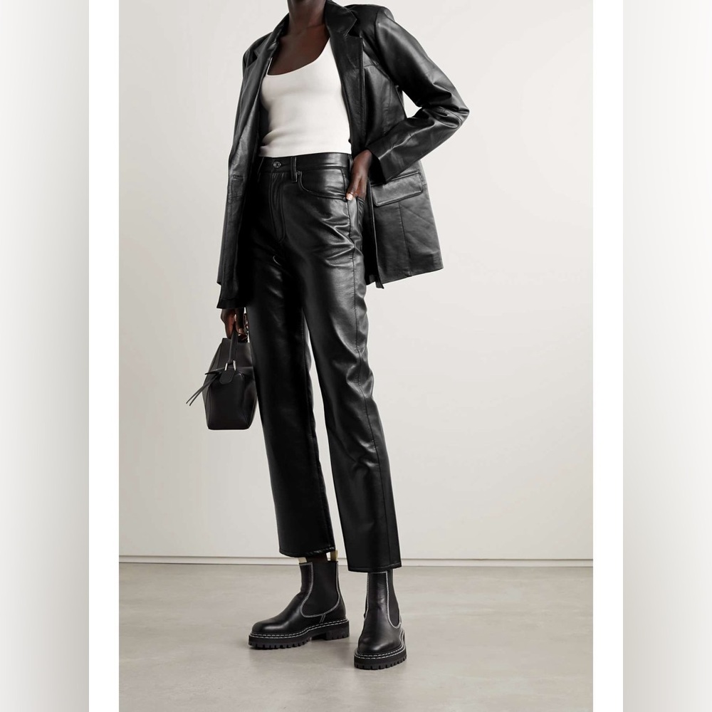 AGOLDE + NET SUSTAIN 90s Pinch Waist leather-blend straight-leg